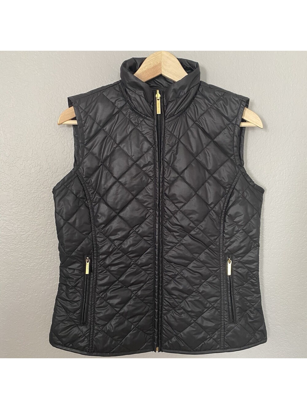 MICHAEL KORS Women’s Black Full Zip Vest Sz S Lightweight Zip Pockets Quilted
